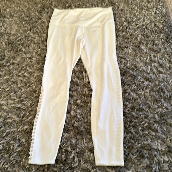 NIKE DRI-FIT Leggings Womens medium Cutout Side Cropped White - Picture 1 of 5